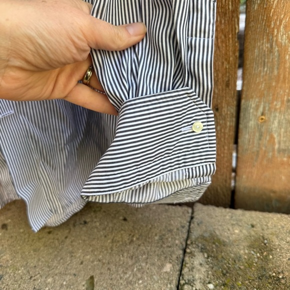 ETON Men’s Navy White Striped Long Sleeve Button Down Dress Shirt Size 43 17 - Picture 7 of 12